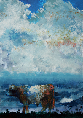 36 hours left to commission a Belted Galloway Cow painting