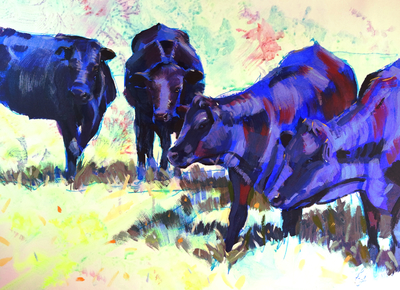Black cattle painting