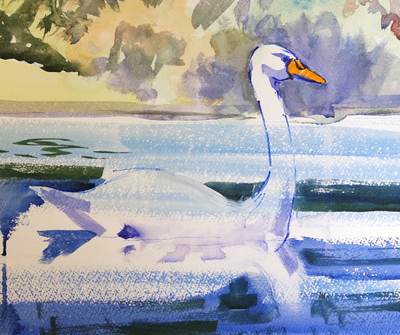 Sky Arts Landscape Artist of the Year 2021 - episode 2 - West Wycombe Park - Swans watercolor painting demo