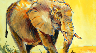 The Sunday Art Show - How to paint an elephant using a waterbrush